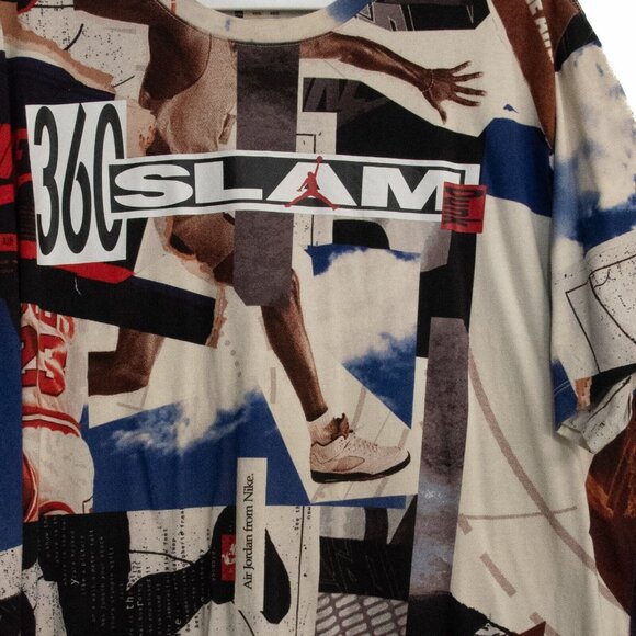 Jordan Air Mens Multicolored Shirt Graphic Print 360 Slam Dunk Short Sleeve 2XL - Picture 4 of 8